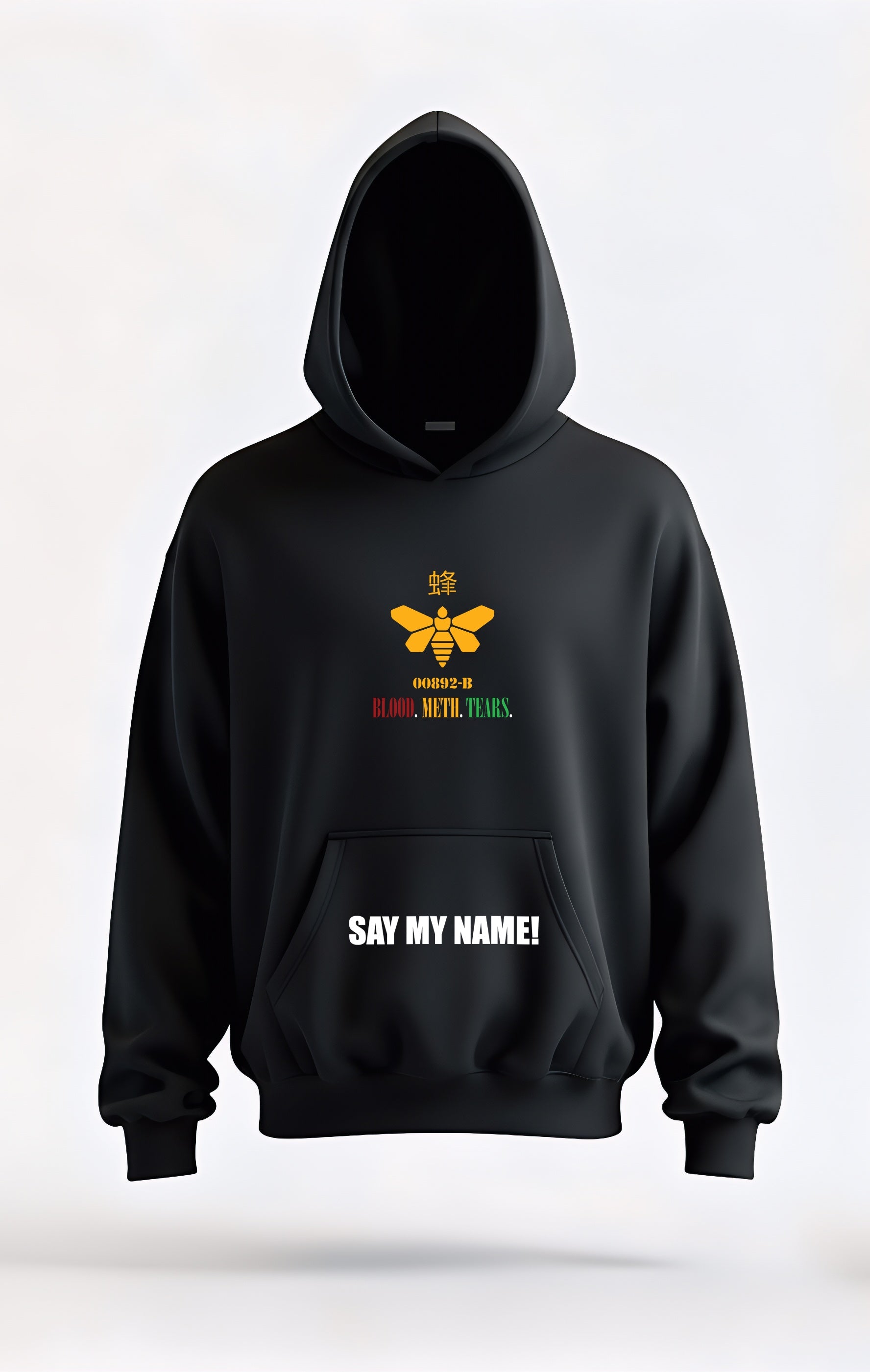 CRWAZY Black Graphic Streetwear Hoodie for Men – Say My Name Oversized Designer Hoodie