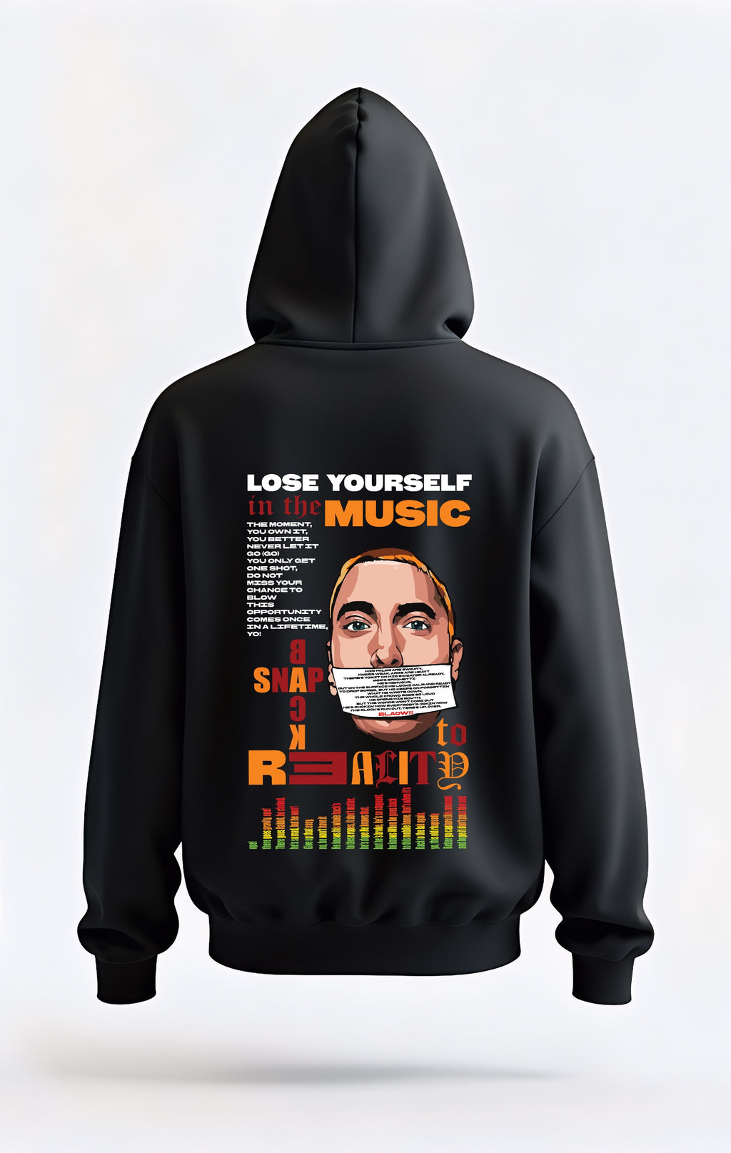 CRWAZY Black Hip Hop Streetwear Hoodie for Men – Eminem Lose Yourself Oversized Hoodie