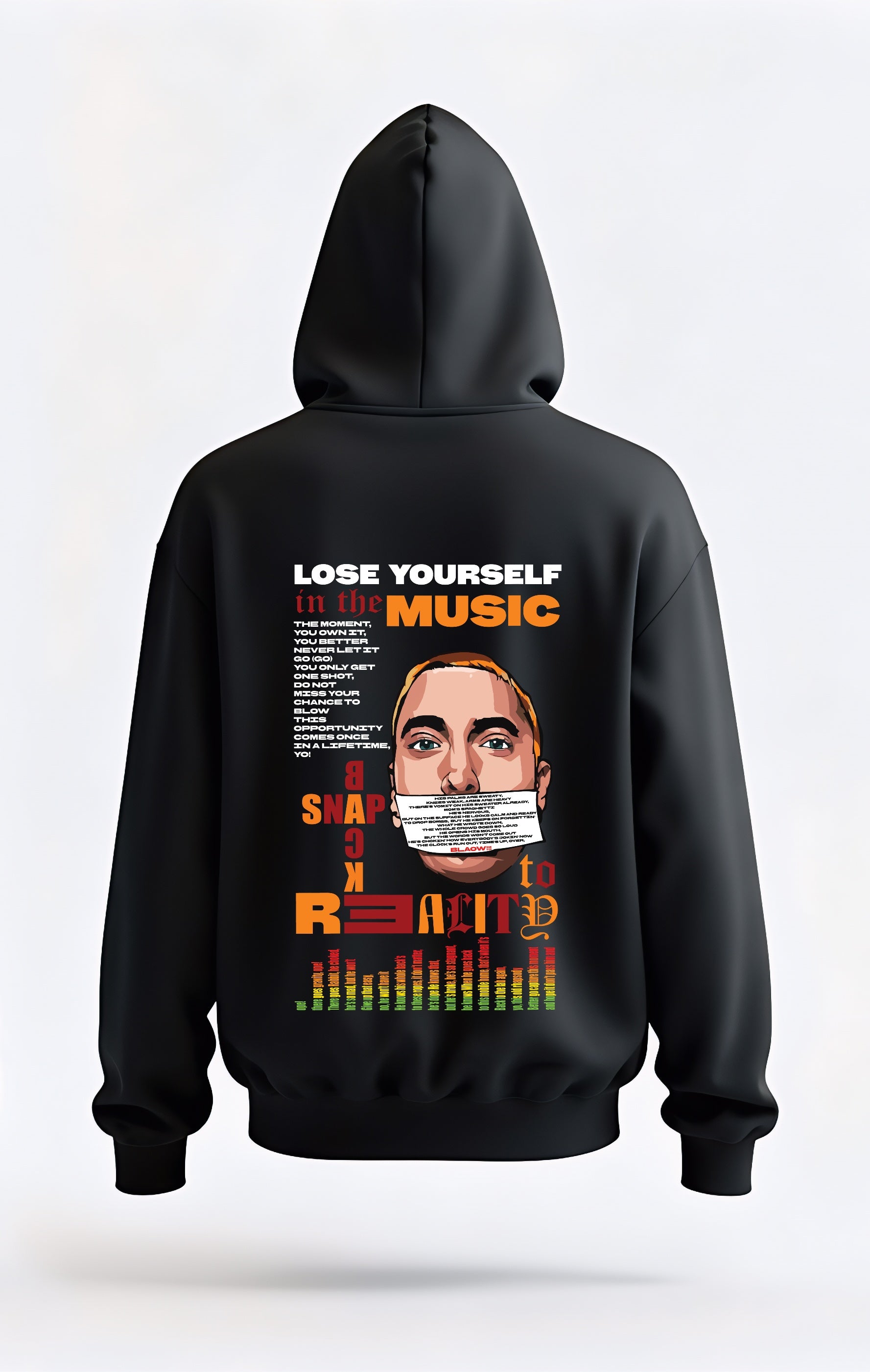 CRWAZY Black Hip Hop Streetwear Hoodie for Men – Eminem Lose Yourself Oversized Hoodie