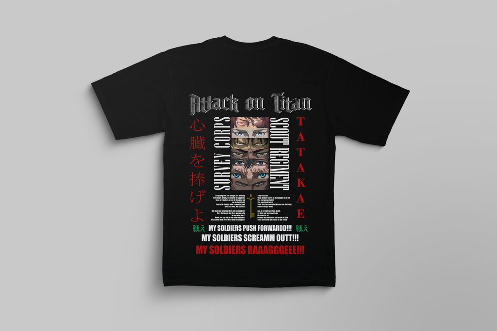 Attack on Titan Oversized T-Shirt | Shinzou Wo Sasageyo Anime Graphic Tee | Premium Cotton Unisex AOT Back Print Tee
