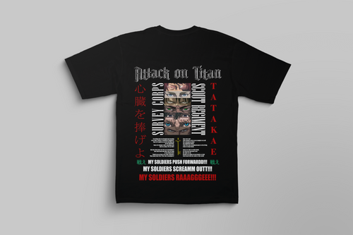 Attack on Titan Oversized T-Shirt | Shinzou Wo Sasageyo Anime Graphic Tee | Premium Cotton Unisex AOT Back Print Tee