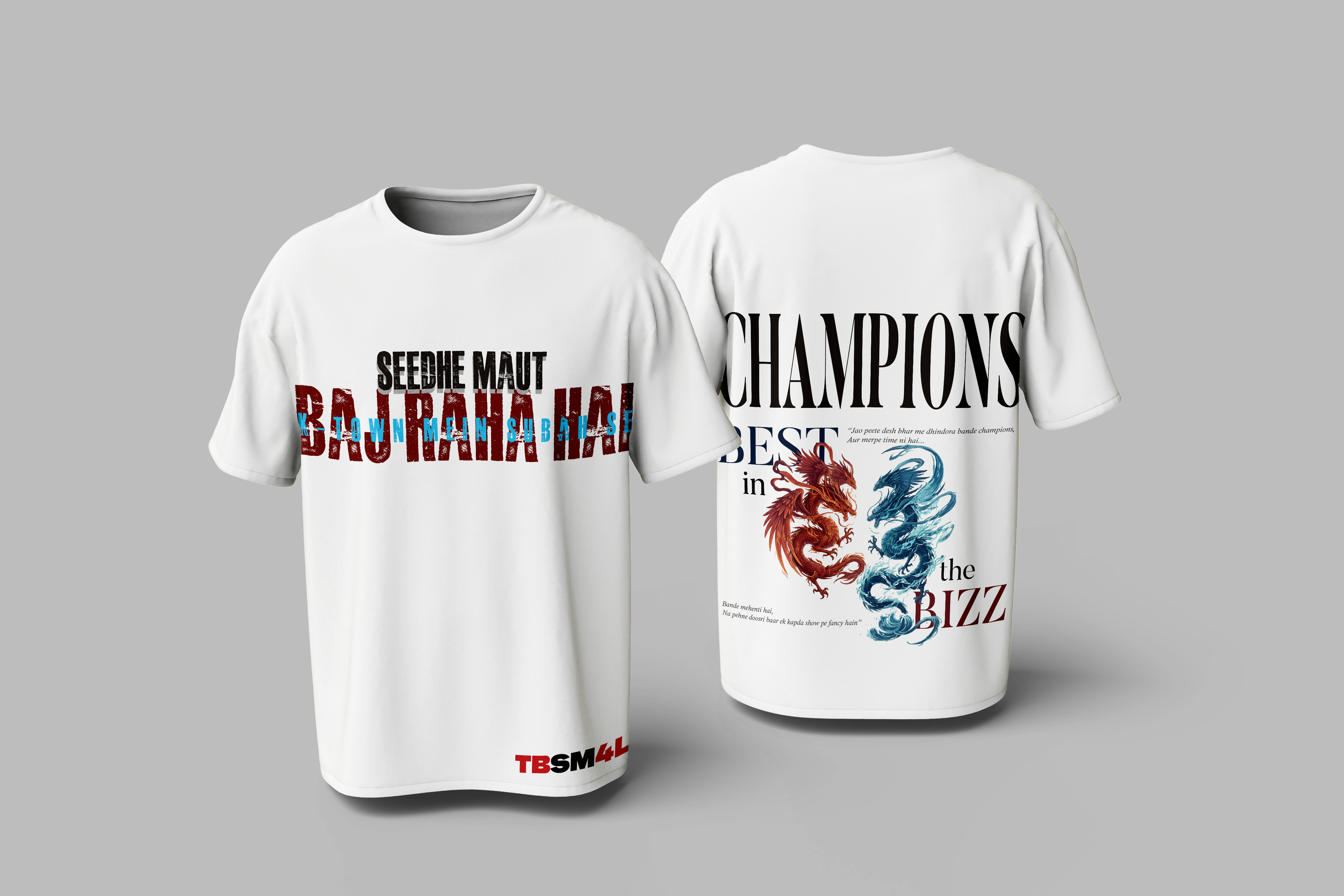 Seedhe Maut “Baj Raha Hai K Town Mein Subha Se” x “Champions” Oversized T-Shirt – Hindi Rap Streetwear India | CRWAZY