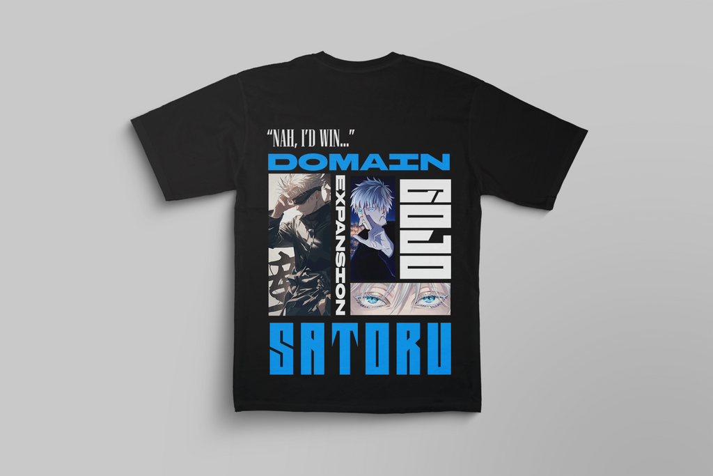 Gojo Satoru "Nah, I'd Win" Oversized Anime T-Shirt | Jujutsu Kaisen Graphic Tee | CRWAZY