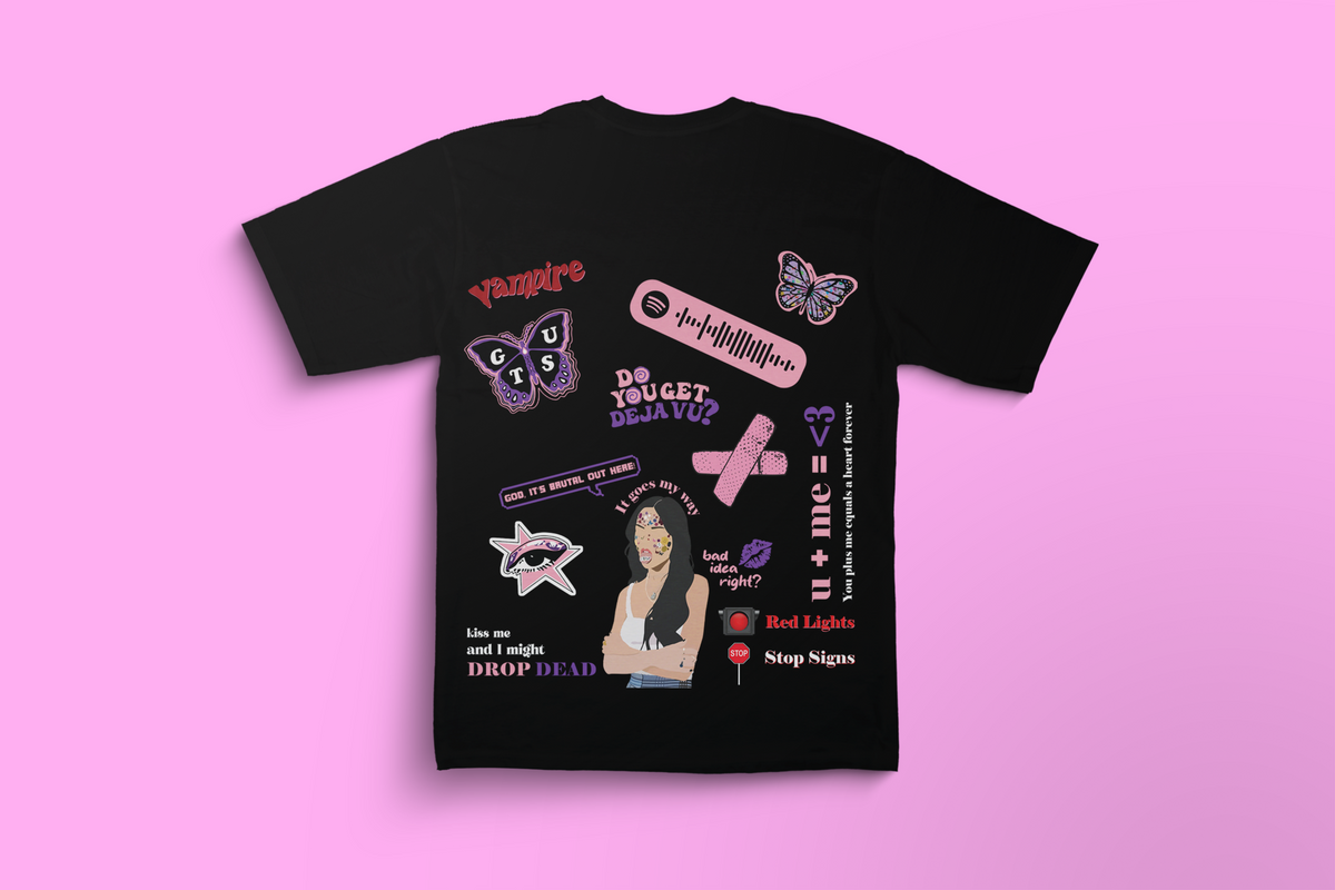 Olivia Rodrigo GUTS Inspired Oversized Graphic T-Shirt | Y2K Pop Music Aesthetic Tee | Gen-Z Unisex Streetwear