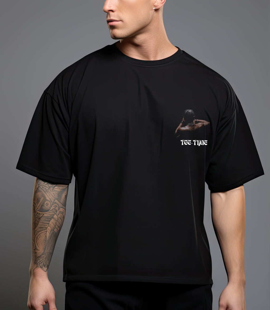 Travis Scott “TEE TIME / Tensions Is Definitely Rising” Oversized Black T-Shirt – CRWAZY Streetwear