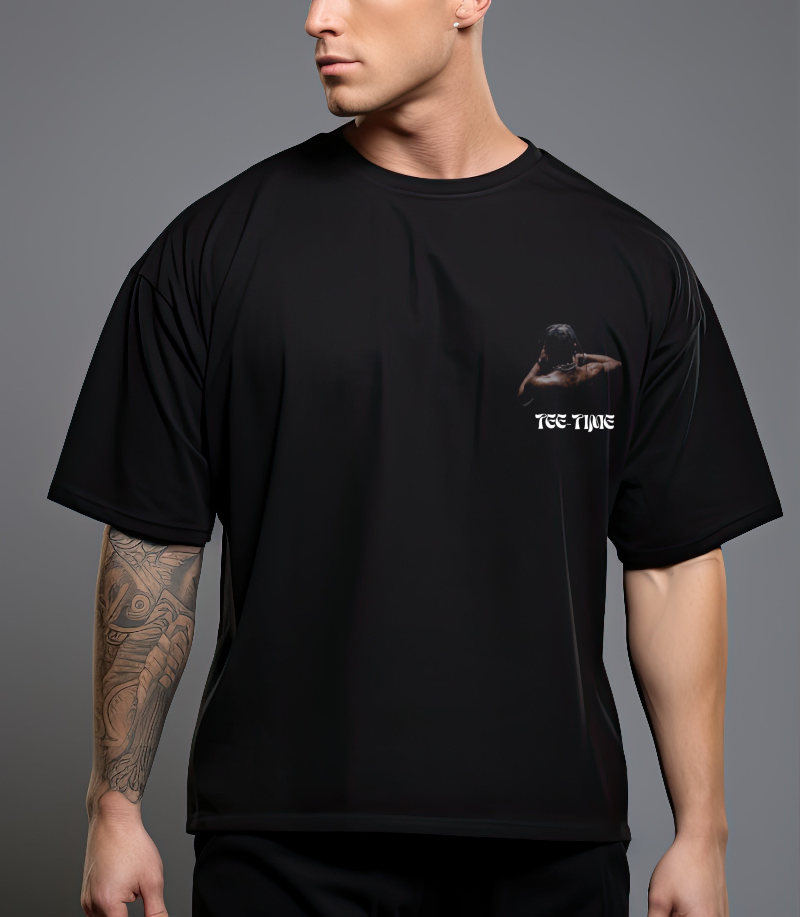 Travis Scott “TEE TIME / Tensions Is Definitely Rising” Oversized Black T-Shirt – CRWAZY Streetwear